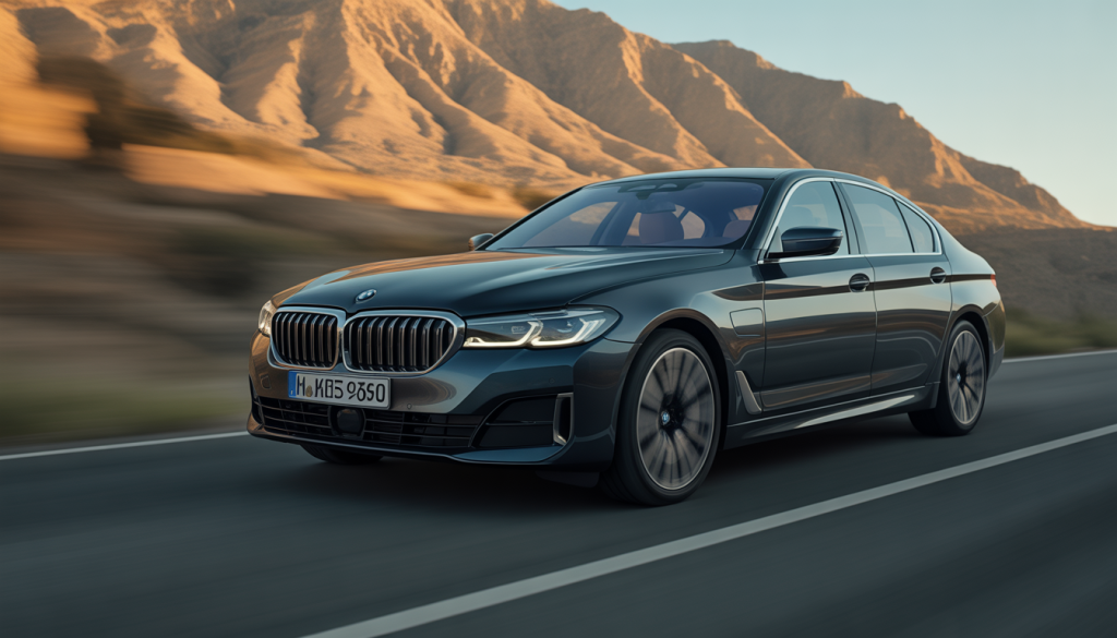 BMW Série 5 : Points Clés, Tendances et Développements 11 BMW Série 5 huitième génération roulant, calandre illuminée et phares LED