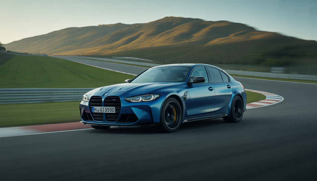 BMW M3 Competition roulant à grande vitesse sur circuit