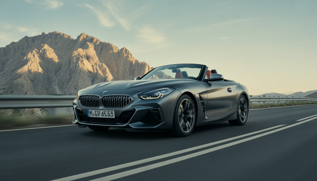 BMW Z4 : Un Résumé Détaillé 10 BMW Z4 G29 décapotable sur route sinueuse en montagne